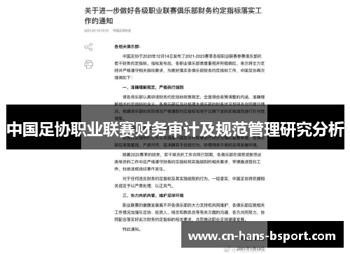 中国足协职业联赛财务审计及规范管理研究分析
